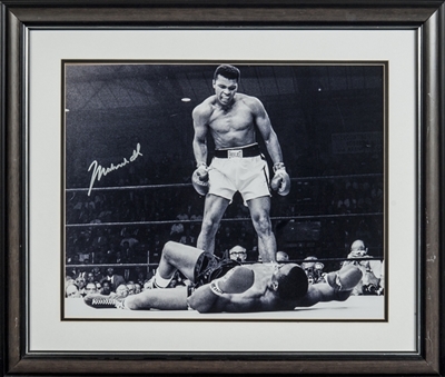 Muhammad Ali Signed and Framed 16x20 Photo Standing Over Liston (JSA LOA)